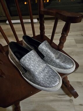 Michael Kors Metallic Silver Slip-On Loafers for Women